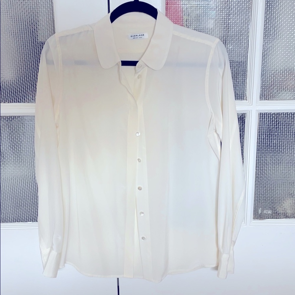 White silk everlane blouse - small
